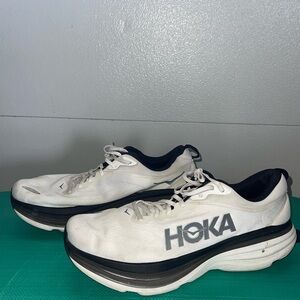 Hoka Men's White and Black Athletic running Shoes size 15 d